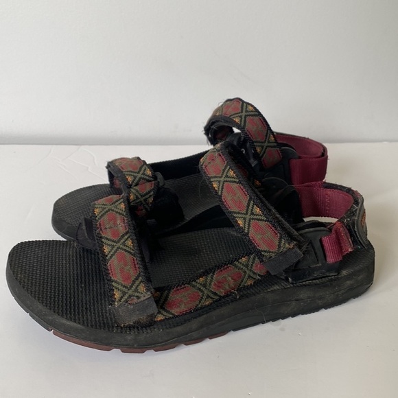 Vintage retro Merrell men's size 9 tribal print fabric velcro sandals - Picture 6 of 11